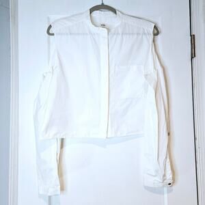 Maison Rabih Kayrouz Architectural White Cotton Cold-Shoulder Top